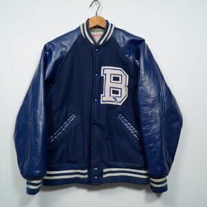 Vintage Varsity Jacket Fab-Knit Waco Texas Wool Leather Sleeves USA Made